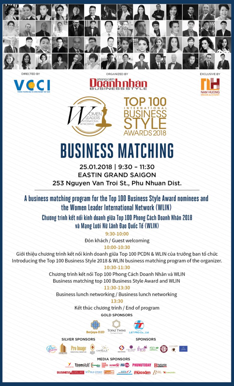 Chương trình Business Matching – Kết nối kinh doanh của các đề cử Top 100 Phong Cách Doanh Nhân Quốc Tế 2018